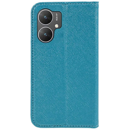 For Xiaomi Poco M6 5G Shockproof Phone Cover Cross Texture Magnetic PU Leather Case with Stand