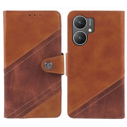 For Xiaomi Poco M6 5G Cell Phone Case Splicing Crazy Horse Texture PU Leather Drop-proof Cover