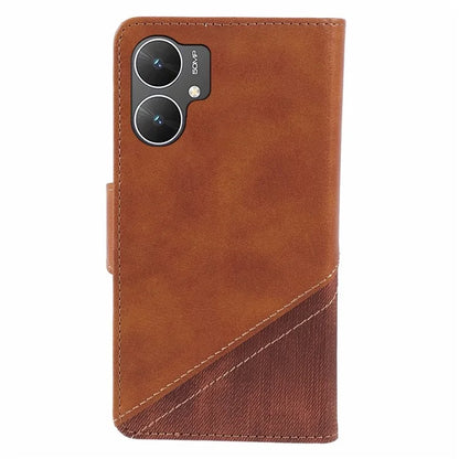 For Xiaomi Poco M6 5G Cell Phone Case Splicing Crazy Horse Texture PU Leather Drop-proof Cover