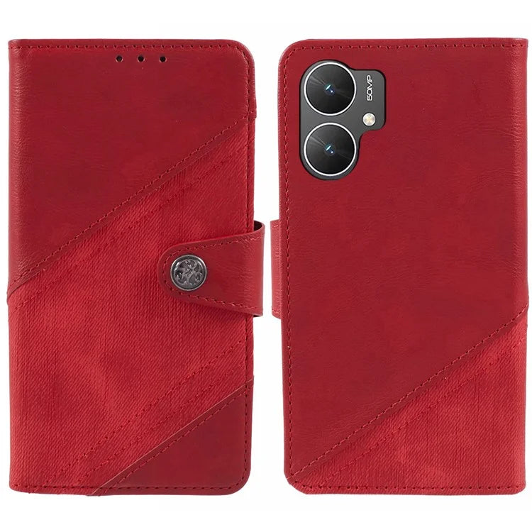 For Xiaomi Poco M6 5G Cell Phone Case Splicing Crazy Horse Texture PU Leather Drop-proof Cover