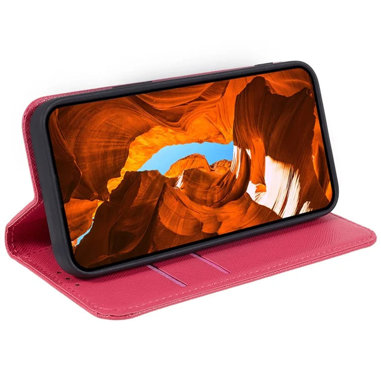For Xiaomi Redmi Note 13 Pro 5G / Poco X6 5G Case Stand Dustproof Phone Cover Cross Texture PU Leather Shell