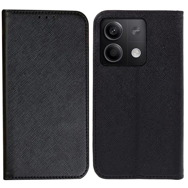 For Xiaomi Redmi Note 13 Pro 5G / Poco X6 5G Case Stand Dustproof Phone Cover Cross Texture PU Leather Shell