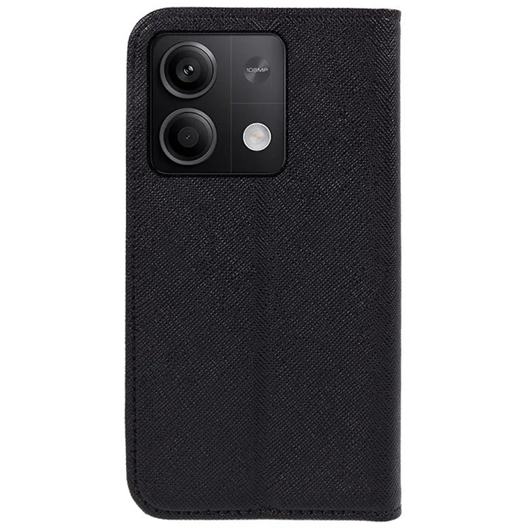 For Xiaomi Redmi Note 13 Pro 5G / Poco X6 5G Case Stand Dustproof Phone Cover Cross Texture PU Leather Shell