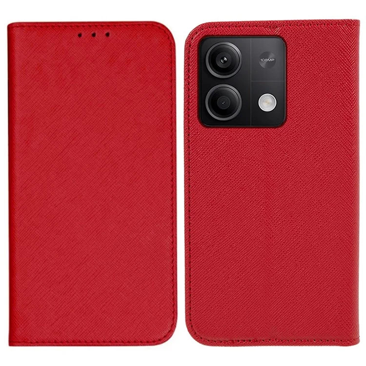 For Xiaomi Redmi Note 13 Pro 5G / Poco X6 5G Case Stand Dustproof Phone Cover Cross Texture PU Leather Shell