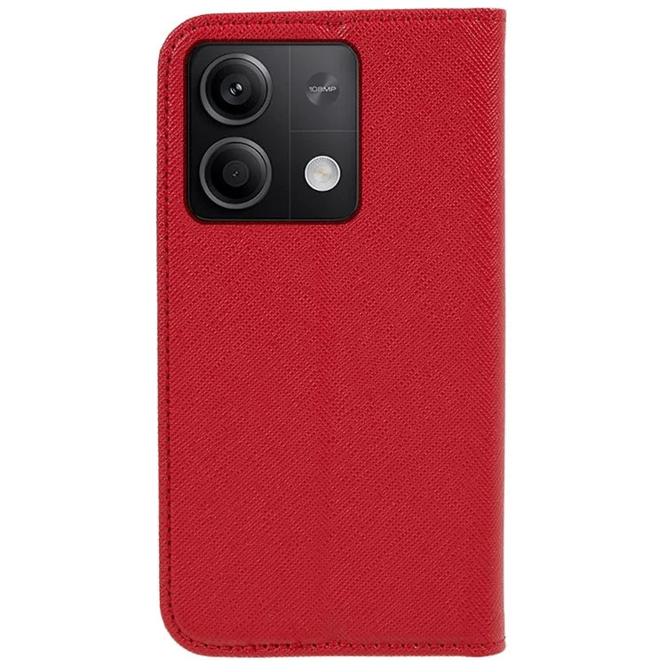 For Xiaomi Redmi Note 13 Pro 5G / Poco X6 5G Case Stand Dustproof Phone Cover Cross Texture PU Leather Shell