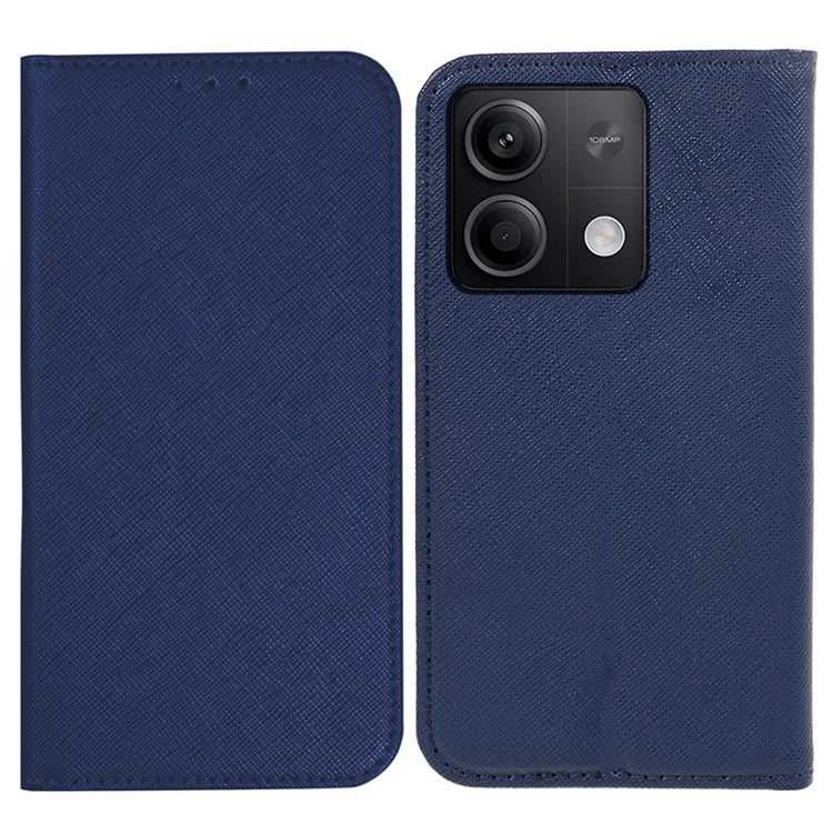 For Xiaomi Redmi Note 13 Pro 5G / Poco X6 5G Case Stand Dustproof Phone Cover Cross Texture PU Leather Shell