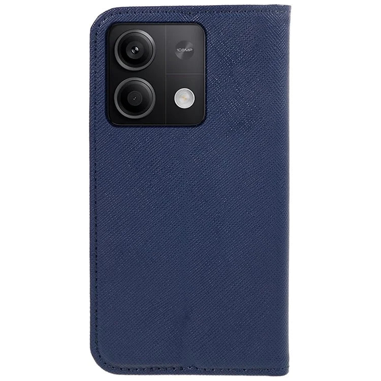 For Xiaomi Redmi Note 13 Pro 5G / Poco X6 5G Case Stand Dustproof Phone Cover Cross Texture PU Leather Shell