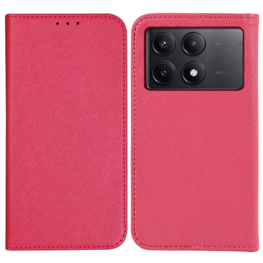 For Xiaomi Redmi K70E 5G / Poco X6 Pro 5G Anti-Scratch Phone Cover Cross Texture Magnetic Closing Leather Stand Case