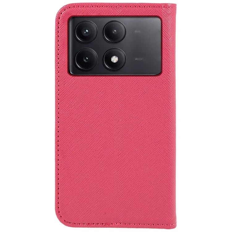 For Xiaomi Redmi K70E 5G / Poco X6 Pro 5G Anti-Scratch Phone Cover Cross Texture Magnetic Closing Leather Stand Case