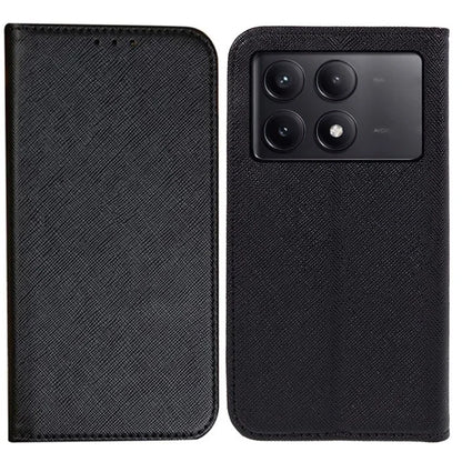 For Xiaomi Redmi K70E 5G / Poco X6 Pro 5G Anti-Scratch Phone Cover Cross Texture Magnetic Closing Leather Stand Case