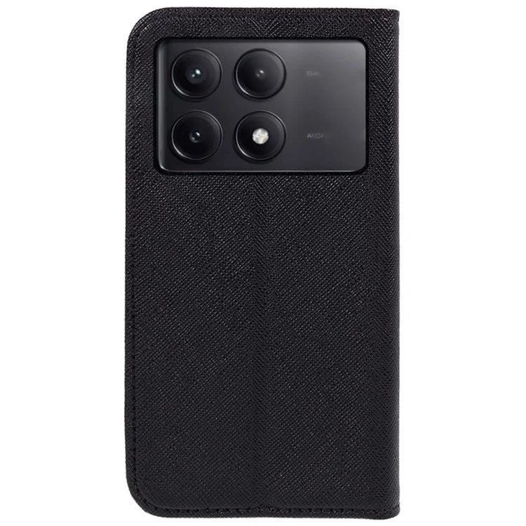 For Xiaomi Redmi K70E 5G / Poco X6 Pro 5G Anti-Scratch Phone Cover Cross Texture Magnetic Closing Leather Stand Case