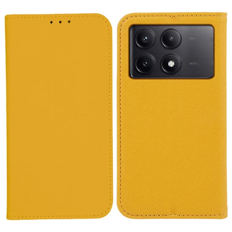 For Xiaomi Redmi K70E 5G / Poco X6 Pro 5G Anti-Scratch Phone Cover Cross Texture Magnetic Closing Leather Stand Case