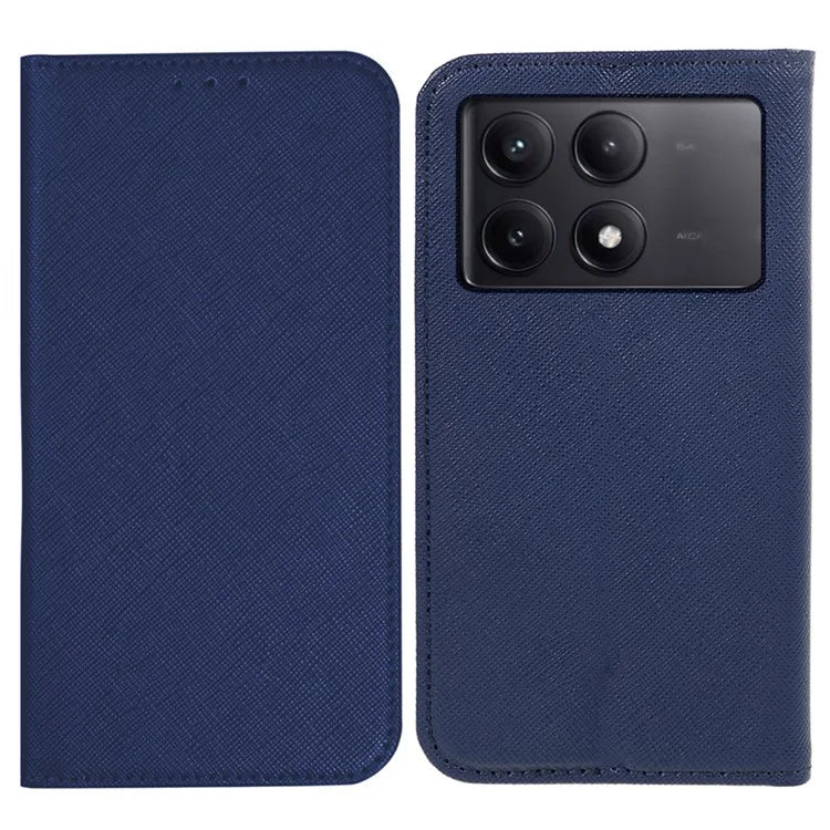 For Xiaomi Redmi K70E 5G / Poco X6 Pro 5G Anti-Scratch Phone Cover Cross Texture Magnetic Closing Leather Stand Case