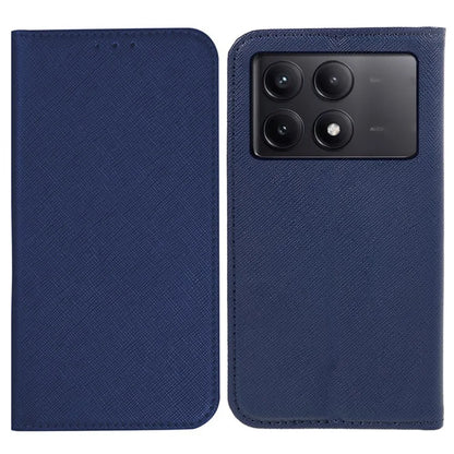 For Xiaomi Redmi K70E 5G / Poco X6 Pro 5G Anti-Scratch Phone Cover Cross Texture Magnetic Closing Leather Stand Case