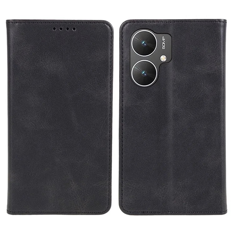 For Xiaomi Poco M6 5G Mobile Phone Case Calf Texture PU Leather Stand Wallet Phone Stand Cover