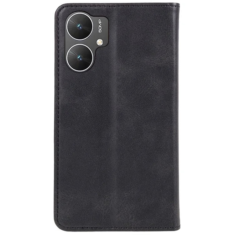 For Xiaomi Poco M6 5G Mobile Phone Case Calf Texture PU Leather Stand Wallet Phone Stand Cover
