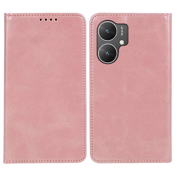 For Xiaomi Poco M6 5G Mobile Phone Case Calf Texture PU Leather Stand Wallet Phone Stand Cover