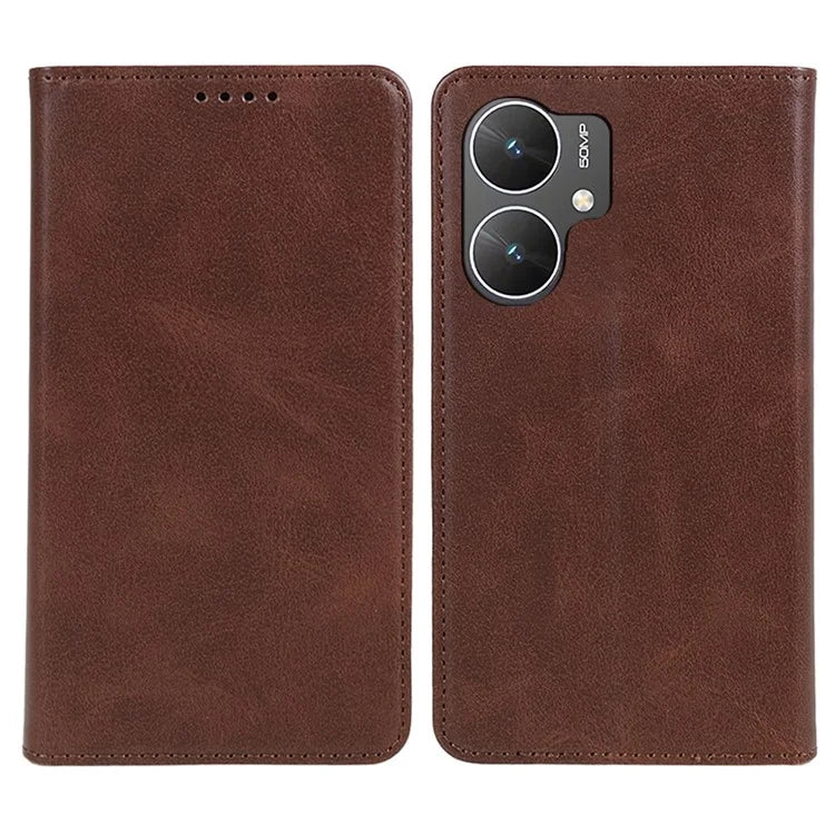 For Xiaomi Poco M6 5G Mobile Phone Case Calf Texture PU Leather Stand Wallet Phone Stand Cover