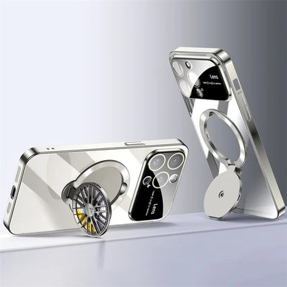 VOERO For iPhone 15 Pro Max Kickstand PC Case Electroplating Slim Phone Cover