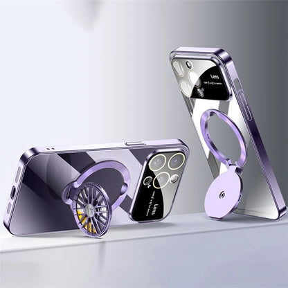 VOERO For iPhone 15 Pro Max Kickstand PC Case Electroplating Slim Phone Cover