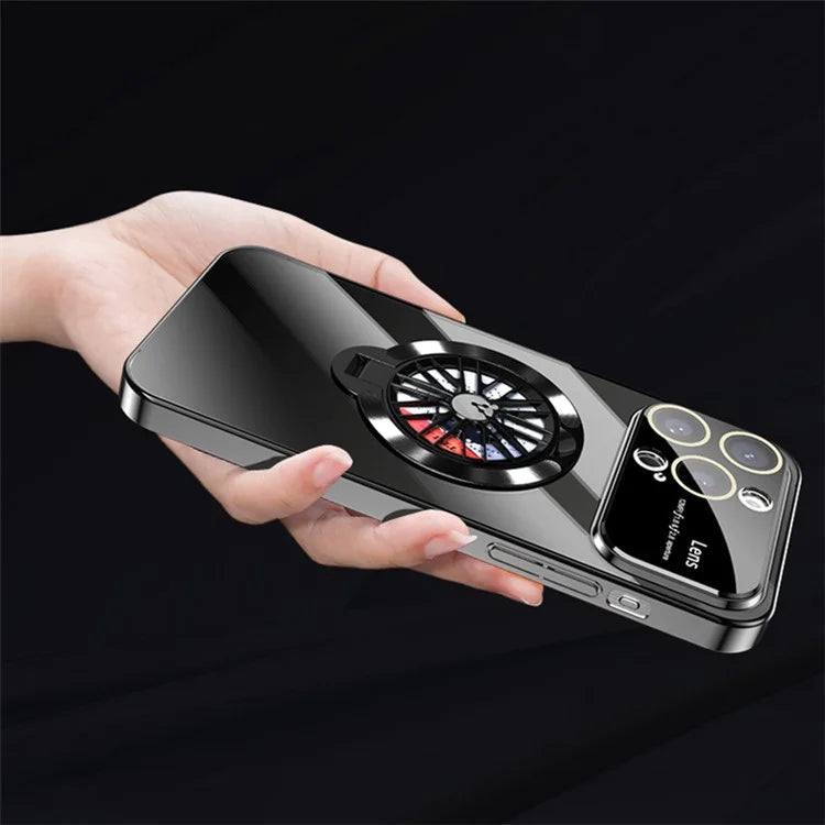 VOERO For iPhone 15 Pro Max Kickstand PC Case Electroplating Slim Phone Cover