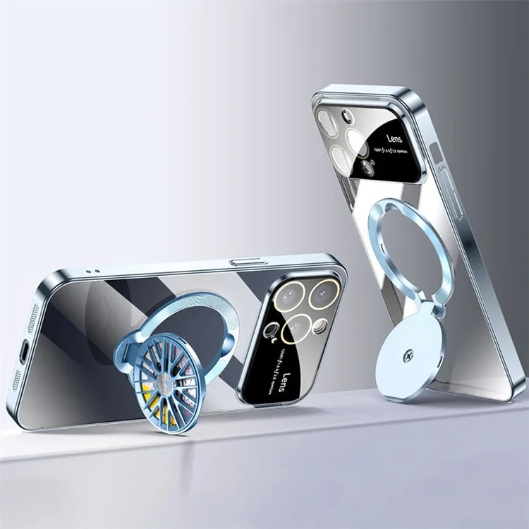 VOERO For iPhone 15 Pro Max Kickstand PC Case Electroplating Slim Phone Cover