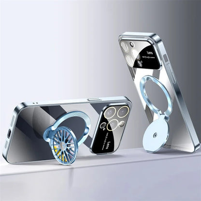 VOERO For iPhone 15 Pro Max Kickstand PC Case Electroplating Slim Phone Cover