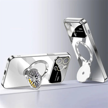 VOERO For iPhone 15 Pro Max Kickstand PC Case Electroplating Slim Phone Cover