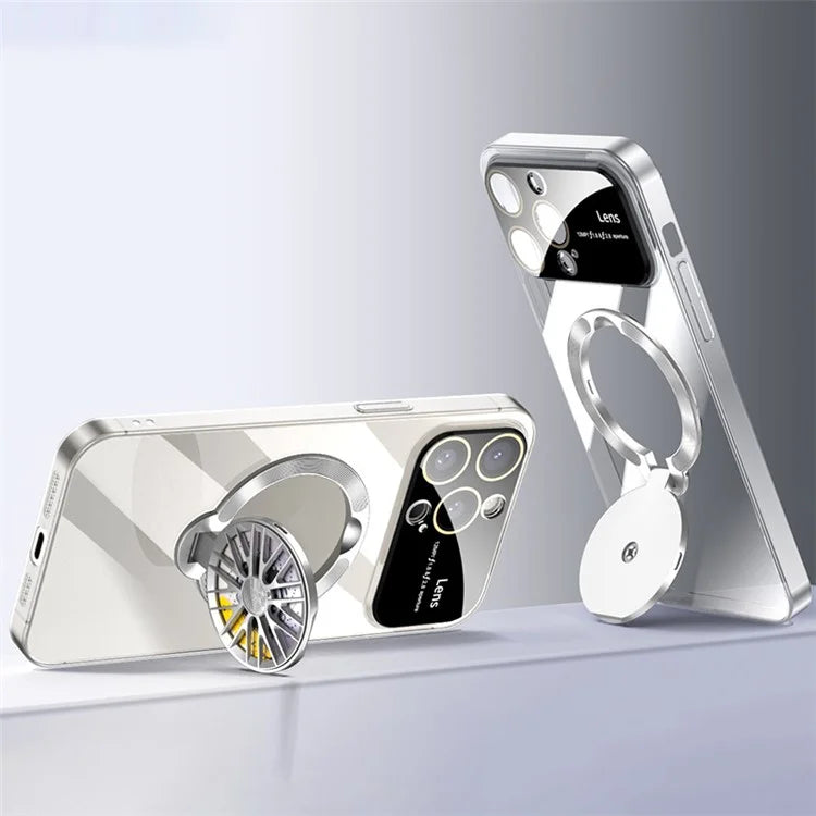 VOERO For iPhone 15 Pro Max Kickstand PC Case Electroplating Slim Phone Cover