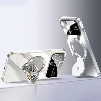 VOERO For iPhone 15 Pro Max Kickstand PC Case Electroplating Slim Phone Cover
