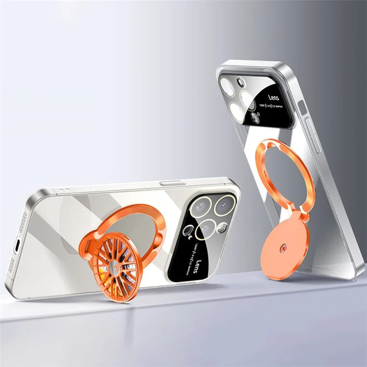 VOERO For iPhone 15 Pro Max Kickstand PC Case Electroplating Slim Phone Cover