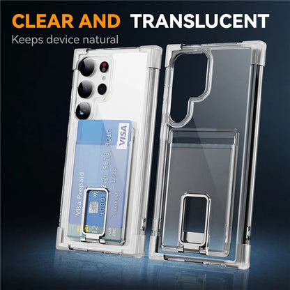 YSM Reinforced Corners Series for Samsung Galaxy S23 Ultra Case Card Slot Kickstand Cover