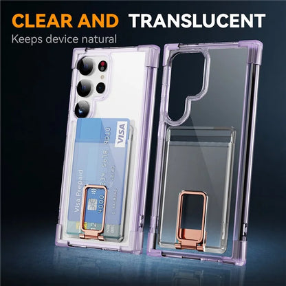 YSM Reinforced Corners Series for Samsung Galaxy S23 Ultra Case Card Slot Kickstand Cover