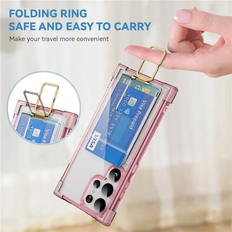 YSM Reinforced Corners Series for Samsung Galaxy S23 Ultra Case Card Slot Kickstand Cover