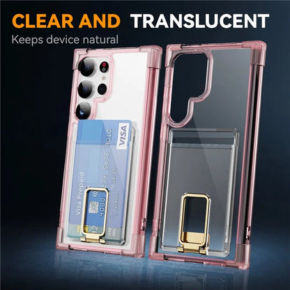 YSM Reinforced Corners Series for Samsung Galaxy S23 Ultra Case Card Slot Kickstand Cover