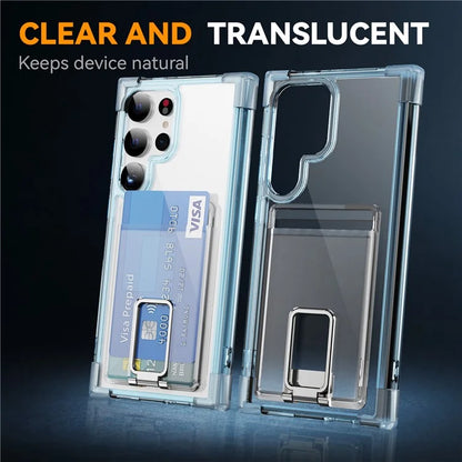 YSM Reinforced Corners Series for Samsung Galaxy S23 Ultra Case Card Slot Kickstand Cover
