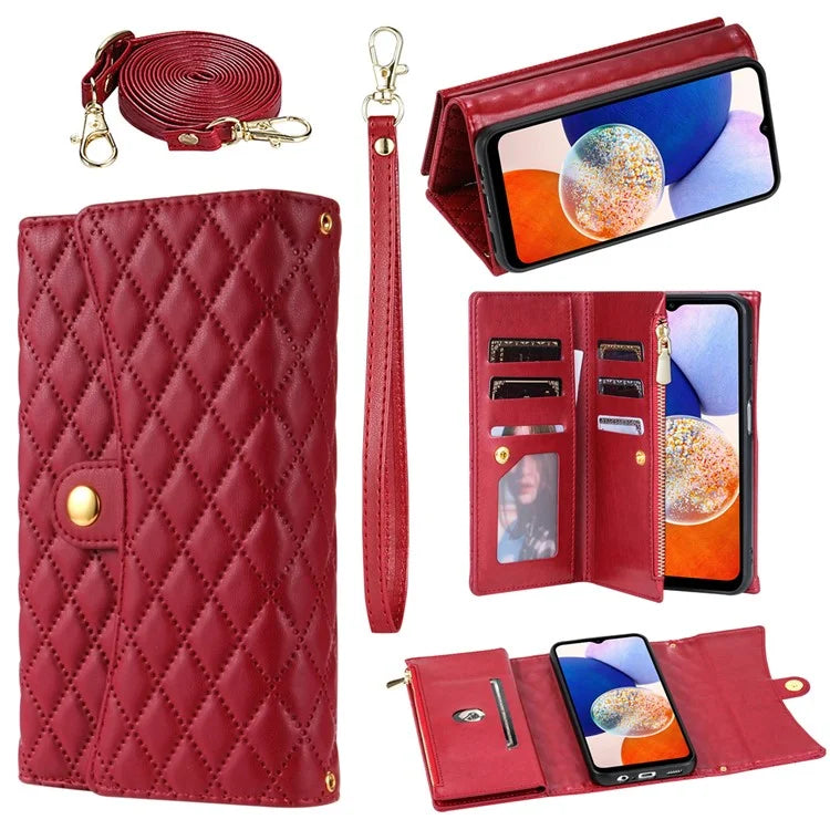 BKS-002 For Samsung Galaxy A24 4G (162.1 x 77.6 x 8.3mm) Leather Case Card Slots Phone Cover with Straps