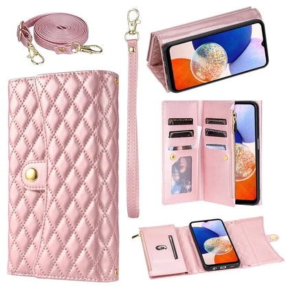 BKS-002 For Samsung Galaxy A24 4G (162.1 x 77.6 x 8.3mm) Leather Case Card Slots Phone Cover with Straps