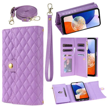 BKS-002 For Samsung Galaxy A24 4G (162.1 x 77.6 x 8.3mm) Leather Case Card Slots Phone Cover with Straps