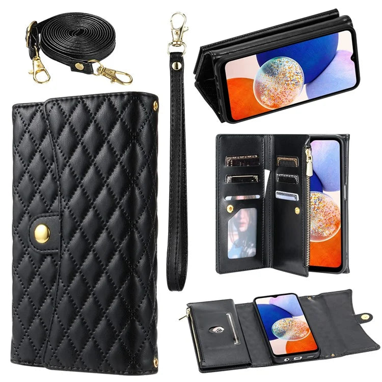 BKS-002 For Samsung Galaxy A15 4G / 5G Case Leather Wallet Phone Cover Rhombus Pattern