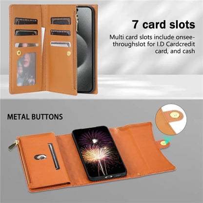 BKS-002 For Xiaomi Redmi K60 Ultra / 13T / 13T Pro Case Wallet Phone Cover with Zipper Pocket 7 Card Slots