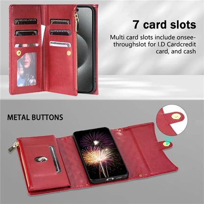 BKS-002 For Xiaomi Redmi K60 Ultra / 13T / 13T Pro Case Wallet Phone Cover with Zipper Pocket 7 Card Slots