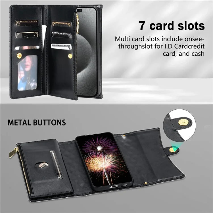 BKS-002 For Xiaomi Redmi K60 Ultra / 13T / 13T Pro Case Wallet Phone Cover with Zipper Pocket 7 Card Slots