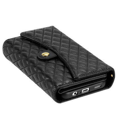 BKS-002 For Samsung Galaxy A55 5G Wallet Case PU Leather Rhombus Phone Cover with 2 Strarps