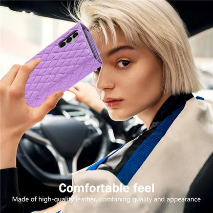 BKS-002 For Samsung Galaxy A55 5G Wallet Case PU Leather Rhombus Phone Cover with 2 Strarps