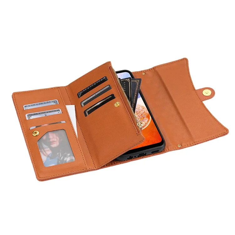 BKS-002 For Samsung Galaxy A05s 4G Case Zipper Pocket Flip Leather Phone Cover with 7 Card Slots