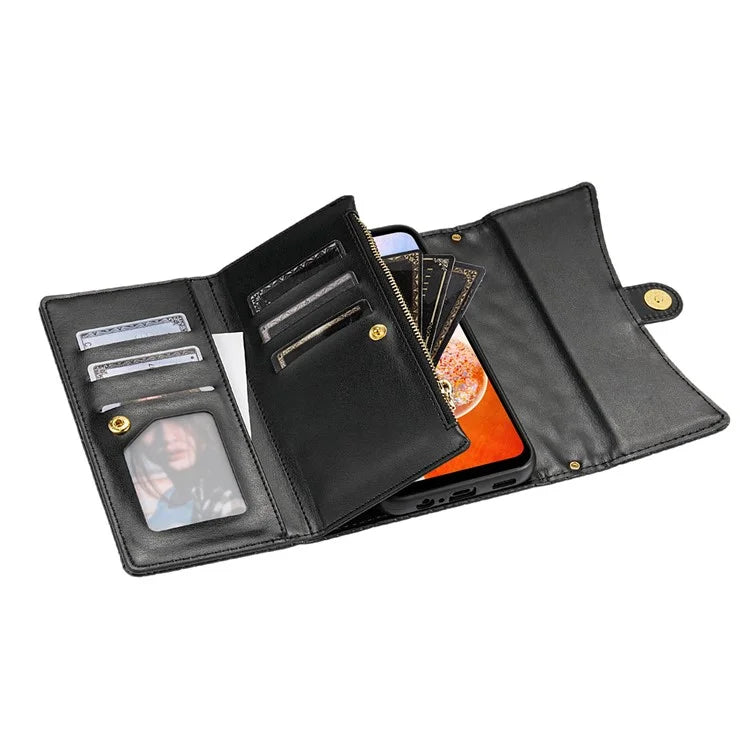 BKS-002 For Samsung Galaxy A05s 4G Case Zipper Pocket Flip Leather Phone Cover with 7 Card Slots