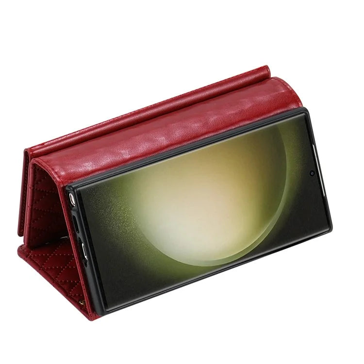 BKS-002 For Samsung Galaxy S24 Ultra Wallet Case 7 Card Slots Leather Shockproof Phone Cover
