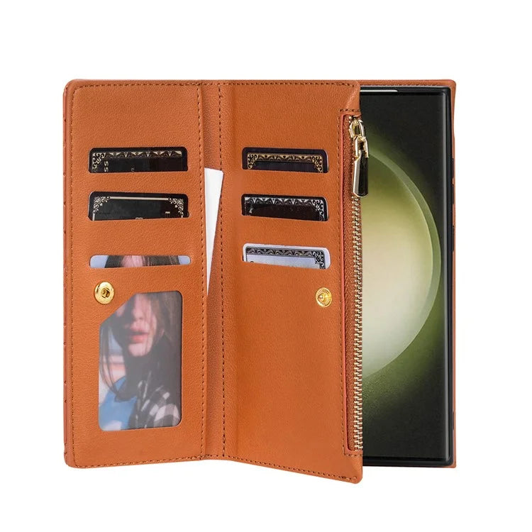 BKS-002 For Samsung Galaxy S24 Ultra Wallet Case 7 Card Slots Leather Shockproof Phone Cover
