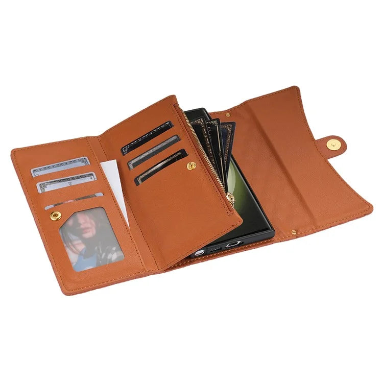 BKS-002 For Samsung Galaxy S24 Ultra Wallet Case 7 Card Slots Leather Shockproof Phone Cover